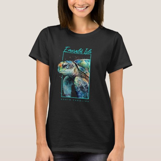 Emerald Isle NC Souvenir Sea Turtle Portrait T-shirt (Voorkant)