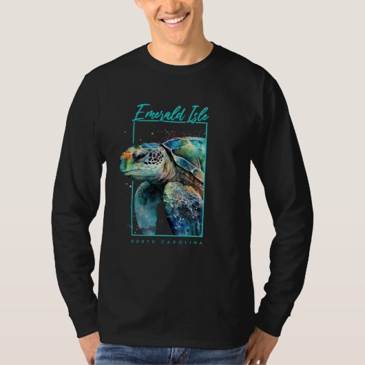 Emerald Isle NC Souvenir Sea Turtle Portrait T-shirt (Voorkant)