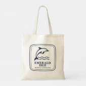 Emerald Isle North Carolina Dolfijn Kuststrand Tote Bag (Achterkant)