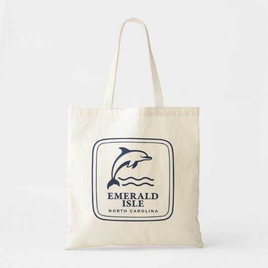 Emerald Isle North Carolina Dolfijn Kuststrand Tote Bag (Voorkant)