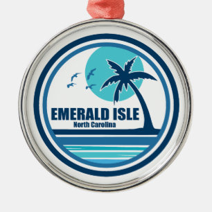 Emerald Isle North Carolina Palmboom Vogels Metalen Ornament
