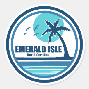 Emerald Isle North Carolina Palmboom Vogels Ronde Sticker