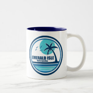 Emerald Isle North Carolina Palmboom Vogels Tweekleurige Koffiemok