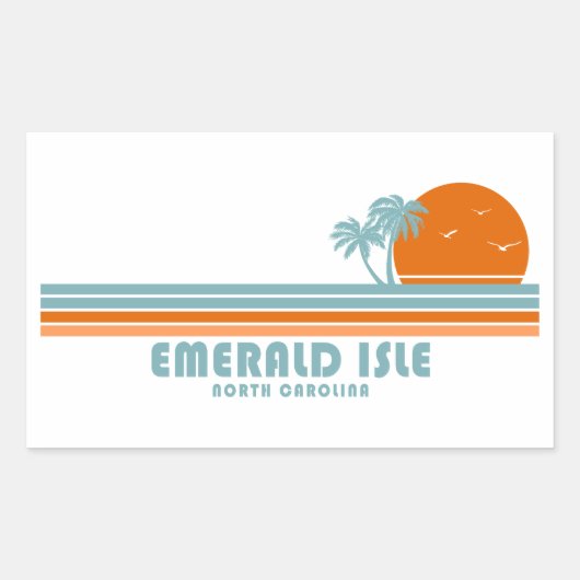 Emerald Isle North Carolina Sun Palm Trees Rechthoekige Sticker (Voorkant)