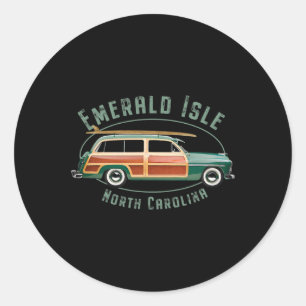 Emerald Isle North Carolina Vintage Surfen Ronde Sticker