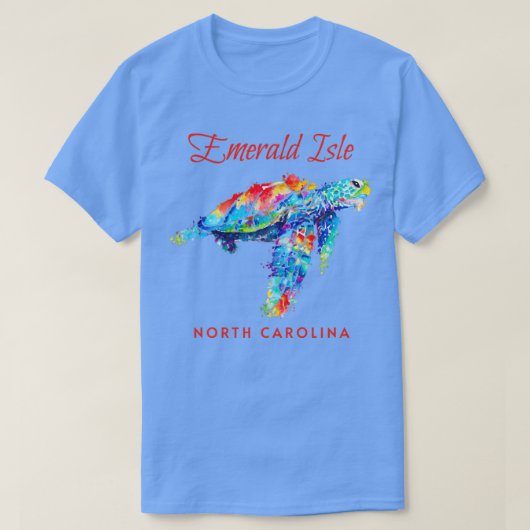 Emerald Isle North Carolina Waterverf Zee Turtle T-shirt (Design voorkant)