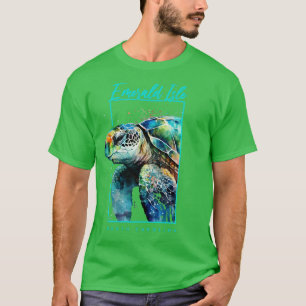 Emerald Isle North Carolina Waterverf Zee Turtle T-shirt