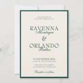 Emerald Ivoor Monogram Glam Oude Geld Huwelijk Kaart (Voorkant)