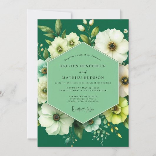 Emerald Ivory Anemone Wedding Kaart (Voorkant)