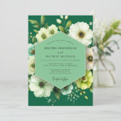 Emerald Ivory Anemone Wedding Kaart (Staand voorkant)
