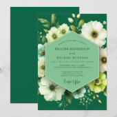 Emerald Ivory Anemone Wedding Kaart (Voorkant / Achterkant)