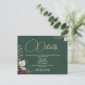 Emerald & Ivory Botanical Elegance Wedding Informatiekaartje (Staand voorkant)