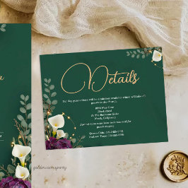 Emerald & Ivory Botanical Elegance Wedding Informatiekaartje