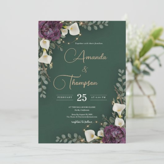 Emerald & Ivory Botanical Elegance Wedding Kaart (Staand voorkant)