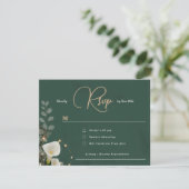 Emerald & Ivory Botanical Elegance Wedding RSVP Kaartje (Staand voorkant)