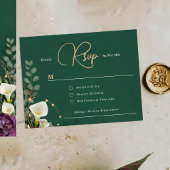 Emerald & Ivory Botanical Elegance Wedding RSVP Kaartje