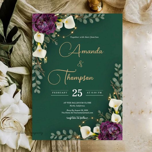Emerald & Ivory Botanische Elegantie Trouwkaart Kaart