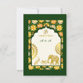Emerald ivory Marigold Hindu Wedding  RSVP Kaartje (Achterkant)
