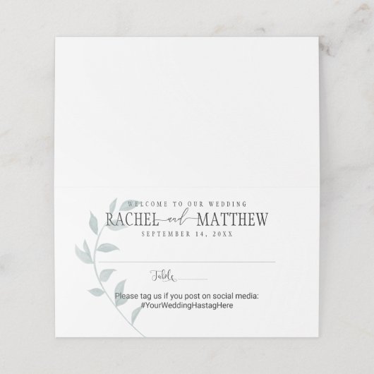 Emerald Ivy Bruiloft Gevouwen Plaats Kaart 2 Plaatskaartje (Buitenkant ongevouwen)