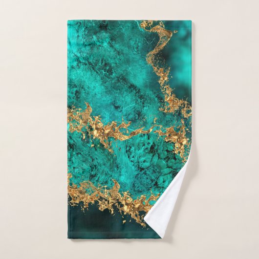 Emerald Jade Gold Splatter Abstract Bad Handdoek (Handdoek)