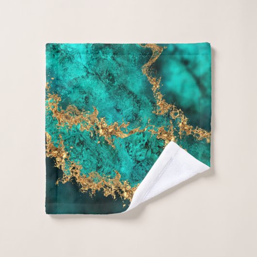 Emerald Jade Gold Splatter Abstract Bad Handdoek (Wasdoekje)