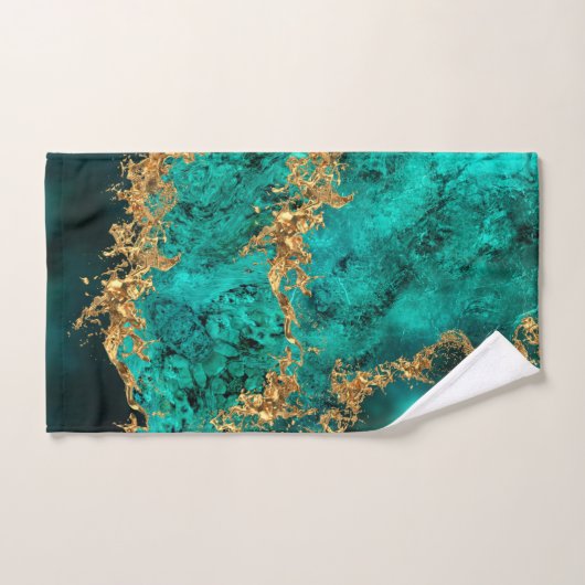 Emerald Jade Gold Splatter Abstract Bad Handdoek (Handdoek)