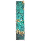 Emerald Jade Gold Splatter Abstract Korte Tafelloper (Voorkant)