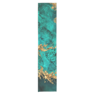 Emerald Jade Gold Splatter Abstract Korte Tafelloper