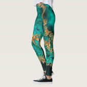 Emerald Jade Gold Splatter Abstract Leggings (Links)