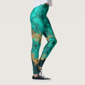 Emerald Jade Gold Splatter Abstract Leggings (Rechts)