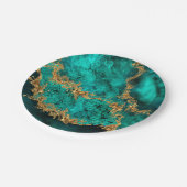 Emerald Jade Gold Splatter Abstract Papieren Bordje (Gekanteld)