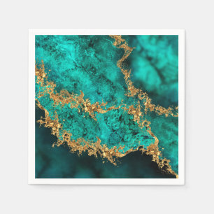 Emerald Jade Gold Splatter Abstract Servet