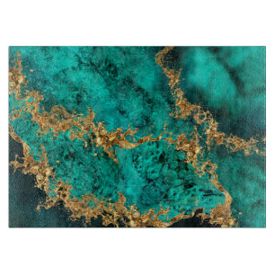 Emerald Jade Gold Splatter Abstract Snijplank