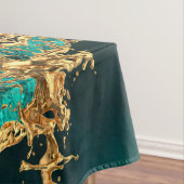 Emerald Jade Gold Splatter Abstract Tafelkleed (Voorbeeld)