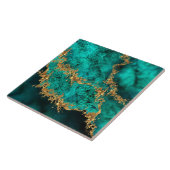 Emerald Jade Gold Splatter Abstract Tegeltje (Zijkant)