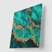 Emerald Jade Gold Splatter Abstract Vierkante Klok (Hoek)