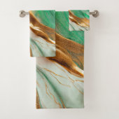 Emerald Jade Green en Gold Abstracte kunst Bad Handdoek (Insitu)