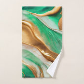 Emerald Jade Green en Gold Abstracte kunst Bad Handdoek (Handdoek)
