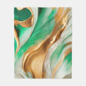 Emerald Jade Green en Gold Abstracte kunst Fleece Deken (Voorkant)