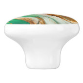 Emerald Jade Green en Gold Abstracte kunst Keramische Knop (Zijkant)