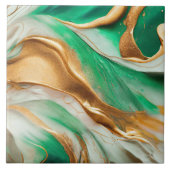 Emerald Jade Green en Gold Abstracte kunst Tegeltje (Voorkant)