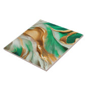 Emerald Jade Green en Gold Abstracte kunst Tegeltje (Zijkant)