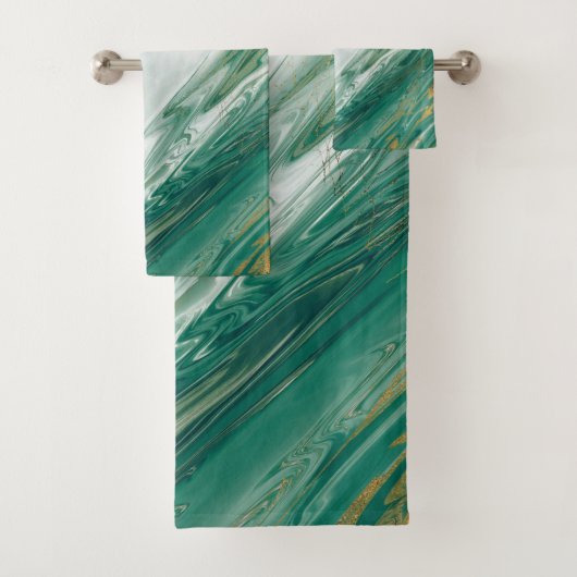 Emerald Jade Green Gold geaccentreerd gekleurde ma Bad Handdoek (Insitu)