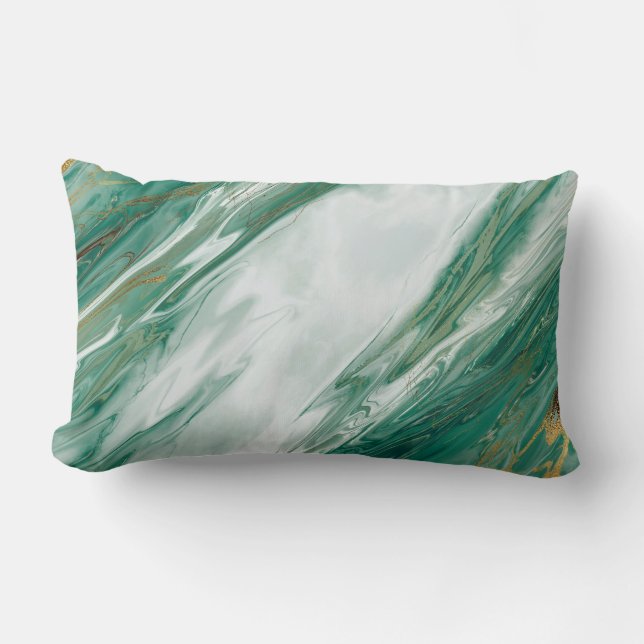 Emerald Jade Green Gold geaccentreerd gekleurde ma Kussen (Voorkant)