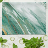 Emerald Jade Green Gold geaccentreerd gekleurde ma Theedoek (Gevouwen)