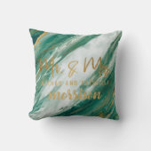 Emerald Jade Green Gold schilderde marmer Wedding Kussen (Voorkant)
