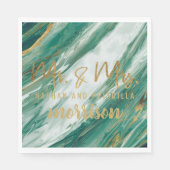 Emerald Jade Green Goud Geschilderd Marmeren bruil Servet (Voorkant)