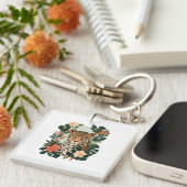 Emerald Jaguar Tropical Botanical Keychain (Voorkant Rechts)