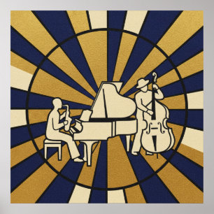 Emerald Jazz Diva Poster Groen en Goud Muziekuitbe
