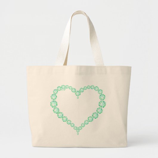 Emerald Jewel Heart Grote Tote Bag (Voorkant)